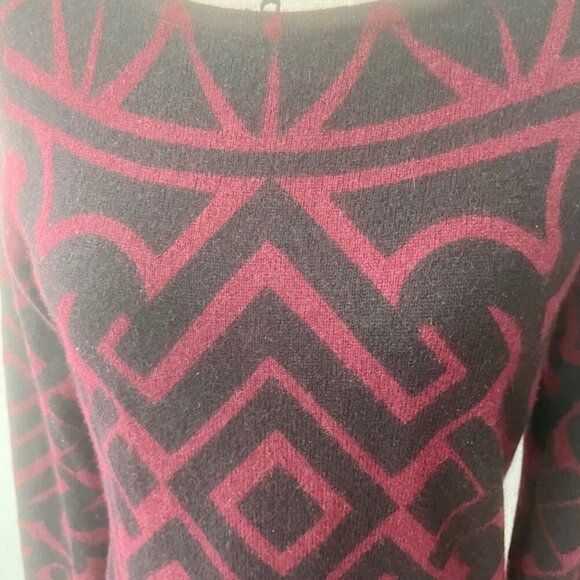 SOPHISTICATED CASHEMERE PULLOVER KNITTED SWEATER SYMETRIC GEOMETRIC PATTERN SZ S - Picture 9 of 16
